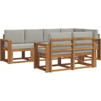 vidaXL Ensemble de canapés d'extérieur avec coussins 7 pièces Naturel et Gris clair