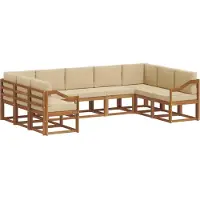 vidaXL Ensemble de salon de jardin 9 pièces, couleurs naturelles et beige