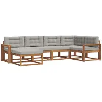vidaXL Ensemble de canapés d'extérieur avec coussins 6 pièces Naturel et gris clair