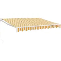 Syfax Auvent Rétractable Mural, Protection UV Tissu Polyester Enduit PU, Cadre Aluminium Thermolaqué, 3,5x2,5 m, Jaune et Blanc