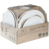 Secret De Gourmet Service 18 Assiettes Blanches Design épuré, Usage Quotidien - Secret Of Gourmet