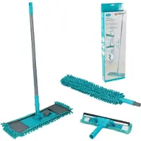 Alpina Kit de nettoyage avec serpillère, raclette à vitres, manche télescopique et balai pliable