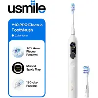 USMILE Y10 Pro Brosseà dents électrique avec écran intelligent, 4 modes de nettoyage, technologie sonique, capteur de pression - Blanc