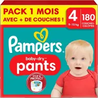 Pampers Baby-Dry Pants Pack 1 Mois, Taille 4, 180 couches-culottes