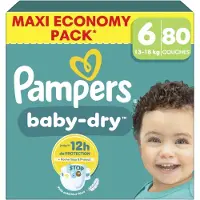 Pampers Baby-Dry Maxi Pack, Taille 6, 80 couches