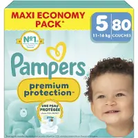 Pampers Premium Protection, Taille 5, 80 couches, Maxi Pack