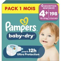 Pampers Baby-Dry Pack 1 Mois, Taille 4, 198 couches