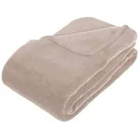 Atmosphera Plaid microfibre beige lin - 130 x 180 cm