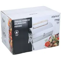 Alpina Charcoal BBQ - Barbecue portable avec poignée - Barbecue Camping avec ventilation et clip de verrouillage - Barbecue à charbon compact 38 x 30 x 19 cm - acier inoxydable