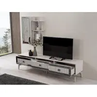 AEA Lowboard Sideboard TV Stand Armoire RTV Salon Blanc Bois Étagères
