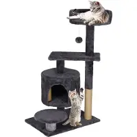 Springos Arbre à chat avec troncs en sisal maisonnette 4 niveaux 87 cm