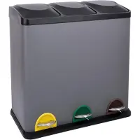 SVITA TC3X20 Poubelle à pédale grise Poubelle à tri sélectif acier (60L) Corbeille à papier