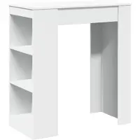 Syfax Table de bar avec étagères blanc bois d'ingénierie