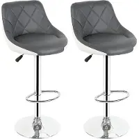 WYCTIN Tabouret de bar avec dossier 2*chaise de bar tabouret de comptoir tabouret pivotant tabouret de cuisine gris blanc