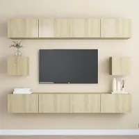 vidaXL Meuble 6 pcs. Armoire TV Chêne Sonoma Matériau dérivé du bois - TV-Lowboard 3078999