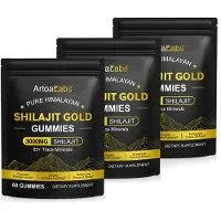P-Beauty Himalaya Shilajit Gold Gummies Bonbons gélifiés Acide fulvique 3000 mg pour l'énergie Vegan, 3 x 60 pièces