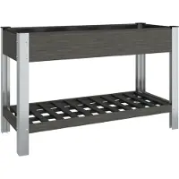 Syfax Lit surélevé de jardin avec étagère Gris 120x50x75 cm WPC