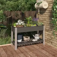 Prolenta Maison Exclusive - Élévateur de jardin avec bac de culture et étagère, gris, 120x50x75 cm, en bois composite (WPC)