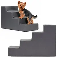 Springos Escalier pour chiens et chats - - 4 marches - mousse haute densité - housse lavable - base antidérapante