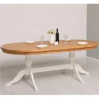 Casa Padrino Table à manger style cottage en bois massif Couleurs naturelles / Blanc 210 cm