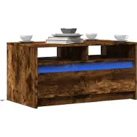 vidaXL Table basse LED chêne fumé bois composite
