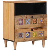 vidaXL Cabinet de chevet Naturel 50 x 33 x 60 cm Bois de mangue massif