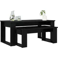 vidaXL : Ensemble de deux tables basses, couleur noire, imitation chêne, dimensions 100 x 50 x 42 cm