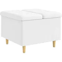 vidaXL Pouf de rangement blanc 60 x 60 x 45 cm en similicuir