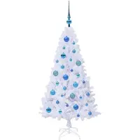 vidaXL Sapin de Noël artificiel avec 150 LED Blanc 120 cm PVC et Acier
