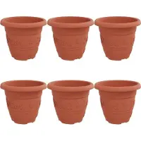 vidaXL Pot À Fleurs Rond 6 Pcs Rouge Brique Ø 26 X 21,5 Cm Plastique