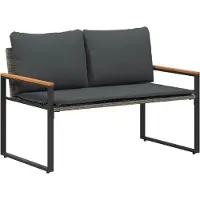 vidaXL Banc avec coussins Gris et gris foncé 115 x 65 x 72 cm Rotin