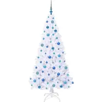 vidaXL Sapin de Noël artificiel avec 300 LED Blanc 180 cm PVC et Acier