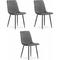 Leobert Chaise Valora TURIN en velours gris foncé, lot de 3 - Élégant ensemble de 3 chaises grises