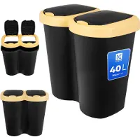 Kadax Set de poubelles pour le tri des déchets, poubelle ronde en plastique robuste, poubelle, trieur de déchets, collecteur de déchets, poubelle de tri des déchets