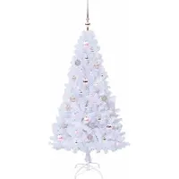 vidaXL Sapin de Noël artificiel blanc 150 cm PVC et acier