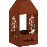 vidaXL – Brasero décor imitation rouille, 50 x 50 x 100 cm, acier résistant aux intempéries
