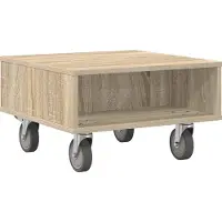 vidaXL Table d'appoint avec roues Chêne Sonoma 50 x 50 x 30 cm