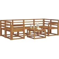 vidaXL Ensemble de salon de jardin 7 pièces en bois d'acacia massif, finition naturelle