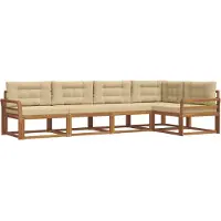 vidaXL Ensemble de canapés d'extérieur avec coussins 5 pièces Nature et Beige