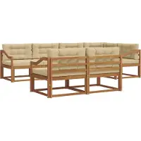 vidaXL Ensemble de canapés d'extérieur avec coussins 7 pièces Nature et Beige