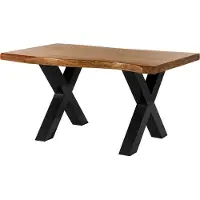 MASSIVMOEBEL24.DE MASSIVMOEBEL24 | Table à manger 160x90 en bois d'acacia brun pieds en X anthracite brillant FREEFORM 5