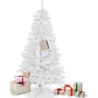 Springos Sapin de Noël artificiel exclusif 220 cm blanc | Sapin moderne pour une décoration de Noël élégante | Sapin de Noël avec support stable