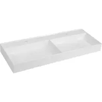 Hak Sapho Godiva - Double lavabo 1190x440 mm, sans trop-plein, 2 trous pour robinetterie, blanc GU119