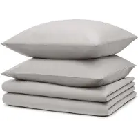 Blumtal literie 2x 135x200cm + 2x taies d'oreiller 40x80cm - Microfibre Bed Sheets 135x200cm - Set de 4 draps gris clair