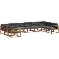 vidaXL Ensemble de canapés d'extérieur avec coussins 10 pièces Nature et Anthracite
