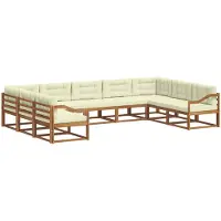 vidaXL Ensemble de salon de jardin 9 pièces, couleurs naturelles et crème