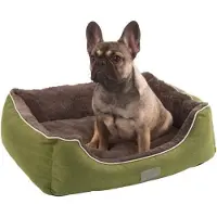 Kerbl Corbeille pour Chien Chat Samuel, 50 x 40 x 15 cm, Gris/Gris foncé, Tissu Respirant, Coussin Réversible Lavable