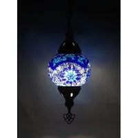 Halay Suspension Oosterse Mozaïek bleue - Lampe turque fabriquée à la main avec douille E-14, hauteur 78 cm