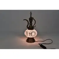 Halay Lampe de table Ibrik turque faite main, couleur rose, pour l'intérieur et l'extérieur, carafe orientale