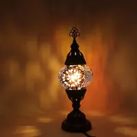 Halay Lampe mosaïque turque - Lampe de table artisanale - Lampe orientale - Ø 12 cm - Hauteur 30 cm - Colorée et authentique